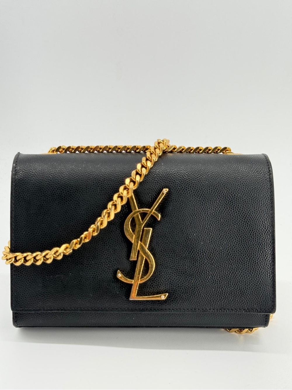 Saint Laurent Grain De Poudre Small Kate Satchel Black Shoulder Bag
